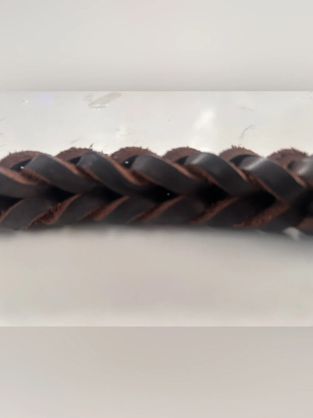 Braided Leather Dog Leash Wrist Strap - Brown